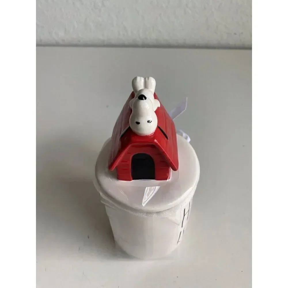 Rae Dunn Peanuts Happiness Is Home Snoopy Doghouse Mug‎ With Topper Ceramic Cup